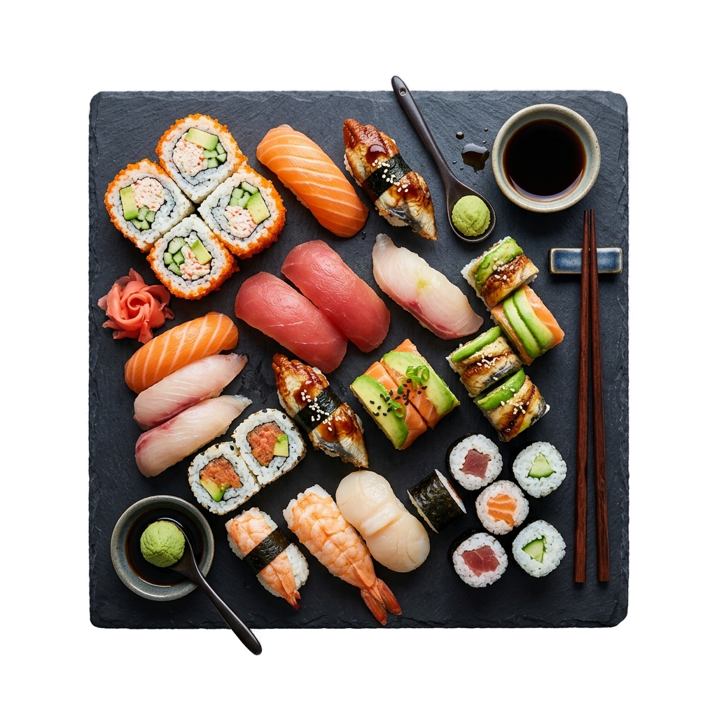 sushi assorted platter 001 - カテゴリ: 日本の食 (Japanese Food Illustration) - 高品質透過PNG画像素材 | Free Transparent PNG sushi assorted platter 001