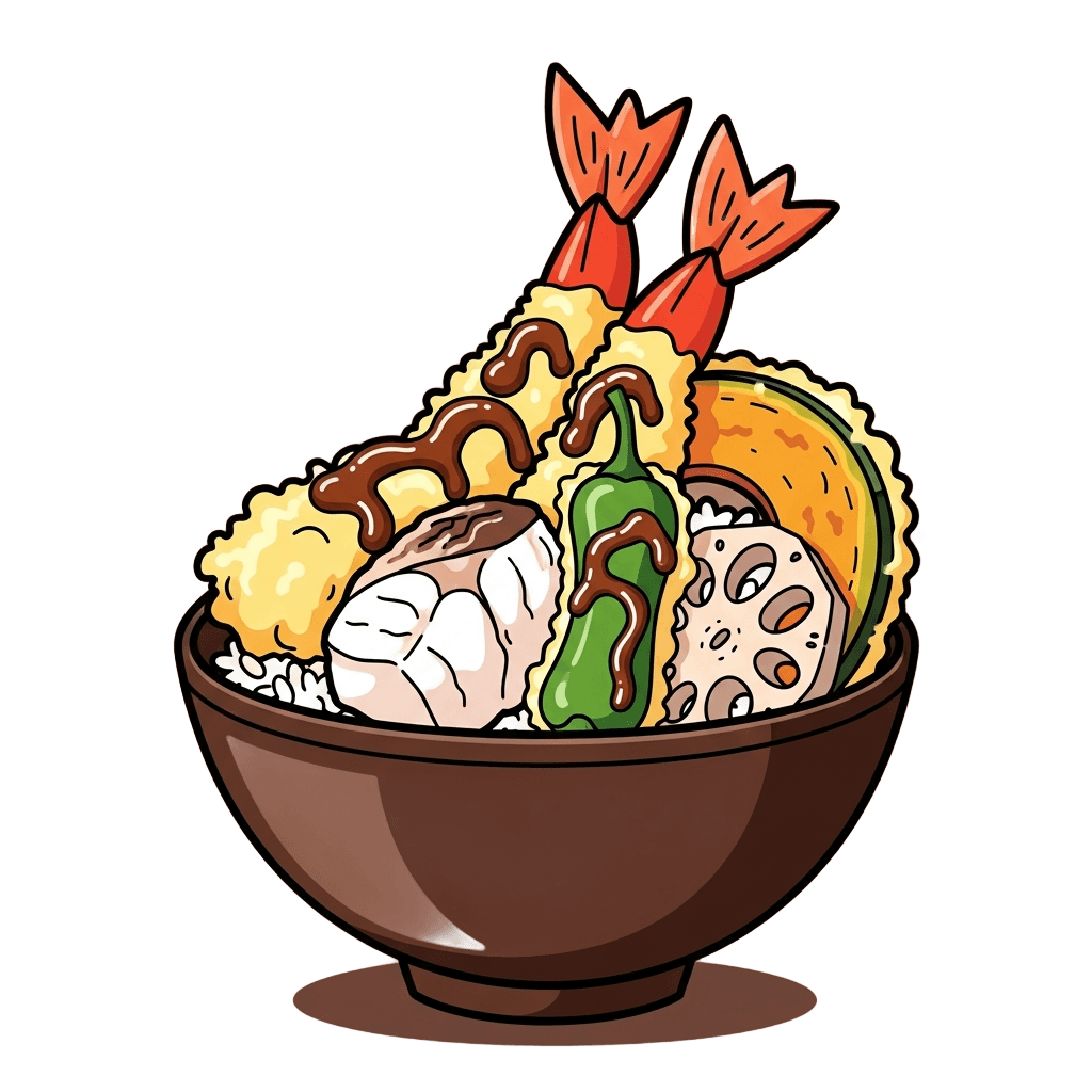 tempura bowl (tendon) tempura clipart side view - カテゴリ: tempura (Japanese Assets) - 高品質透過PNG画像素材 | Free Transparent PNG tempura bowl (tendon) tempura clipart side view